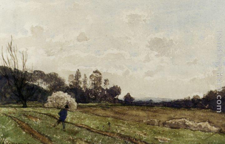 Henri-Joseph Harpignies A Farmer Crossing a Field